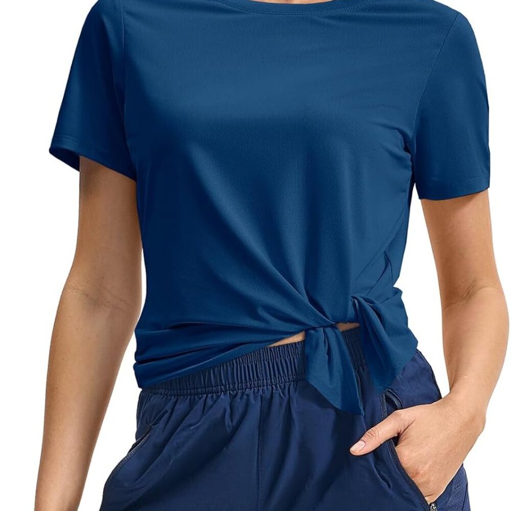 Women's Short Sleeve Workout Tops T-Shirts Breathable Quick Dry UPF 30+ Athletic - Picture 2 of 7